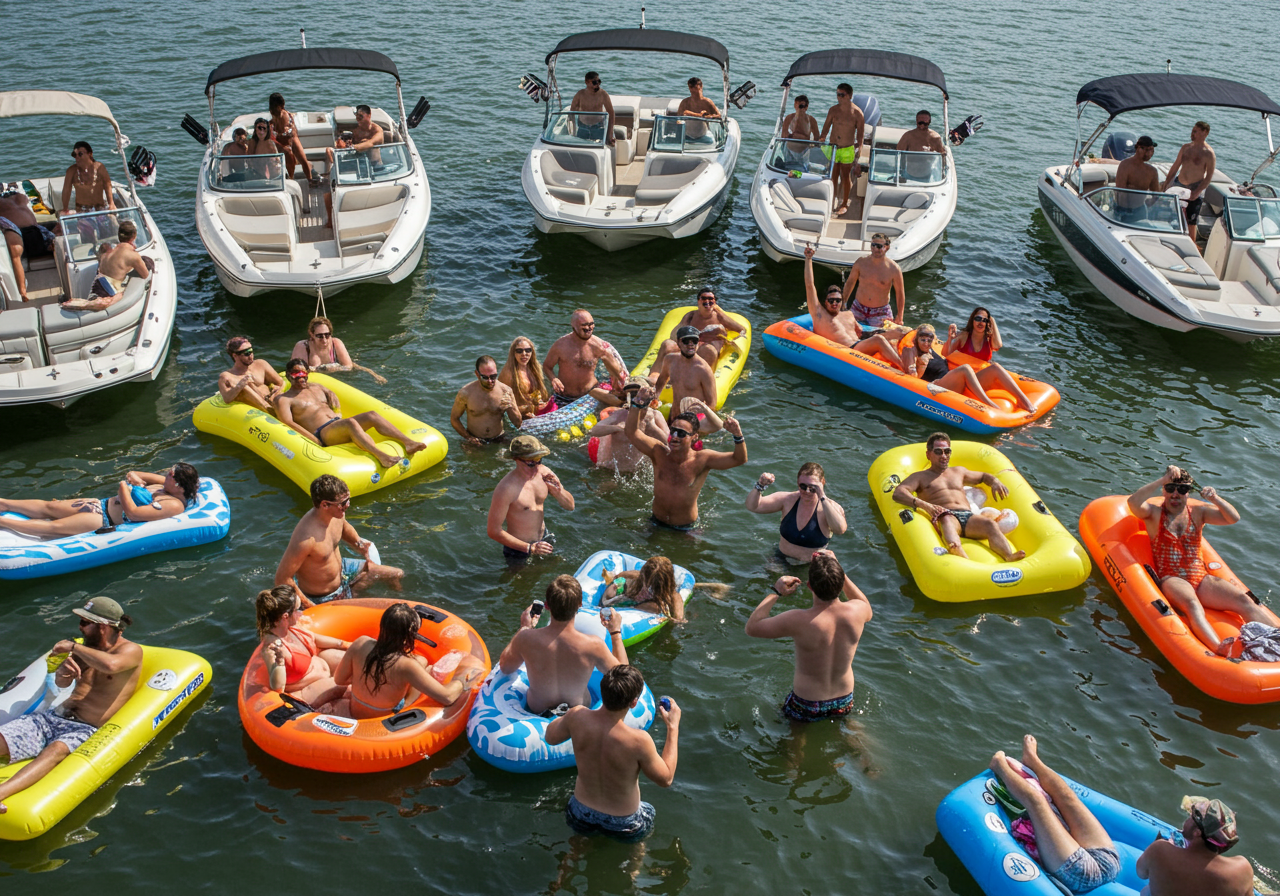 A floating party on a Lake Lewisville charter boat